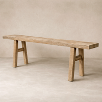 Front view of the Wisteria Vintage Elm Console Table showcasing its rustic design and sturdy legs.