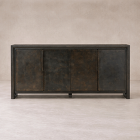 Front view of the Lazuli Sideboard, showcasing its sleek black finish and minimalist design.