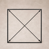 Detail of the Selene Coffee Table's sleek black metal frame with cross-bracing for added stability.
