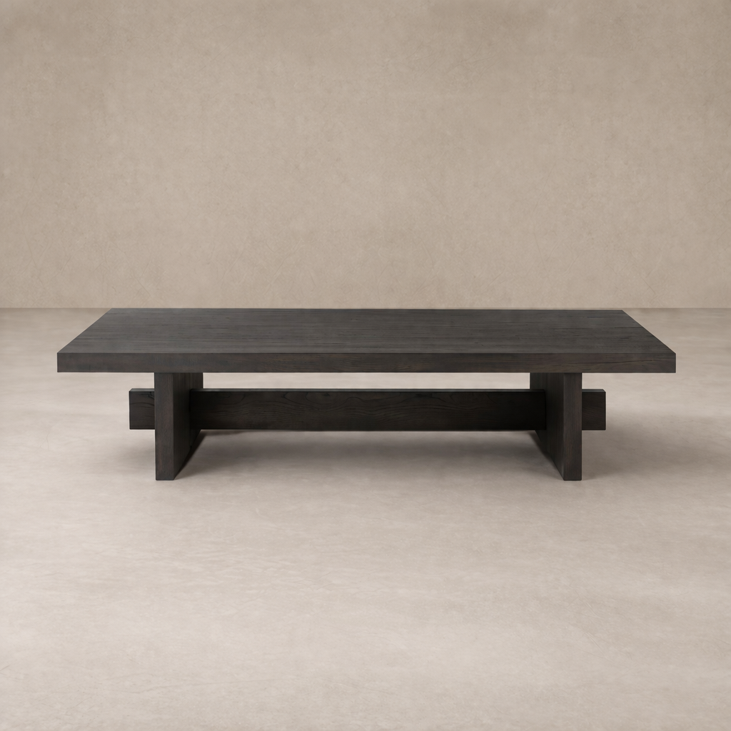 Front view of the Arles Coffee Table in a sleek black finish, highlighting its modern design.