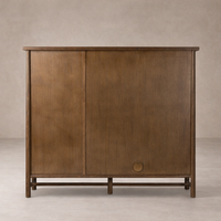 Front view of the Elowen Cabinet showcasing its warm wood finish and minimalist design.