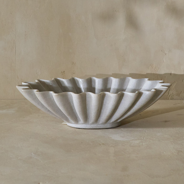 Vintage Ovaline Marble Ruffle Bowl (A122)