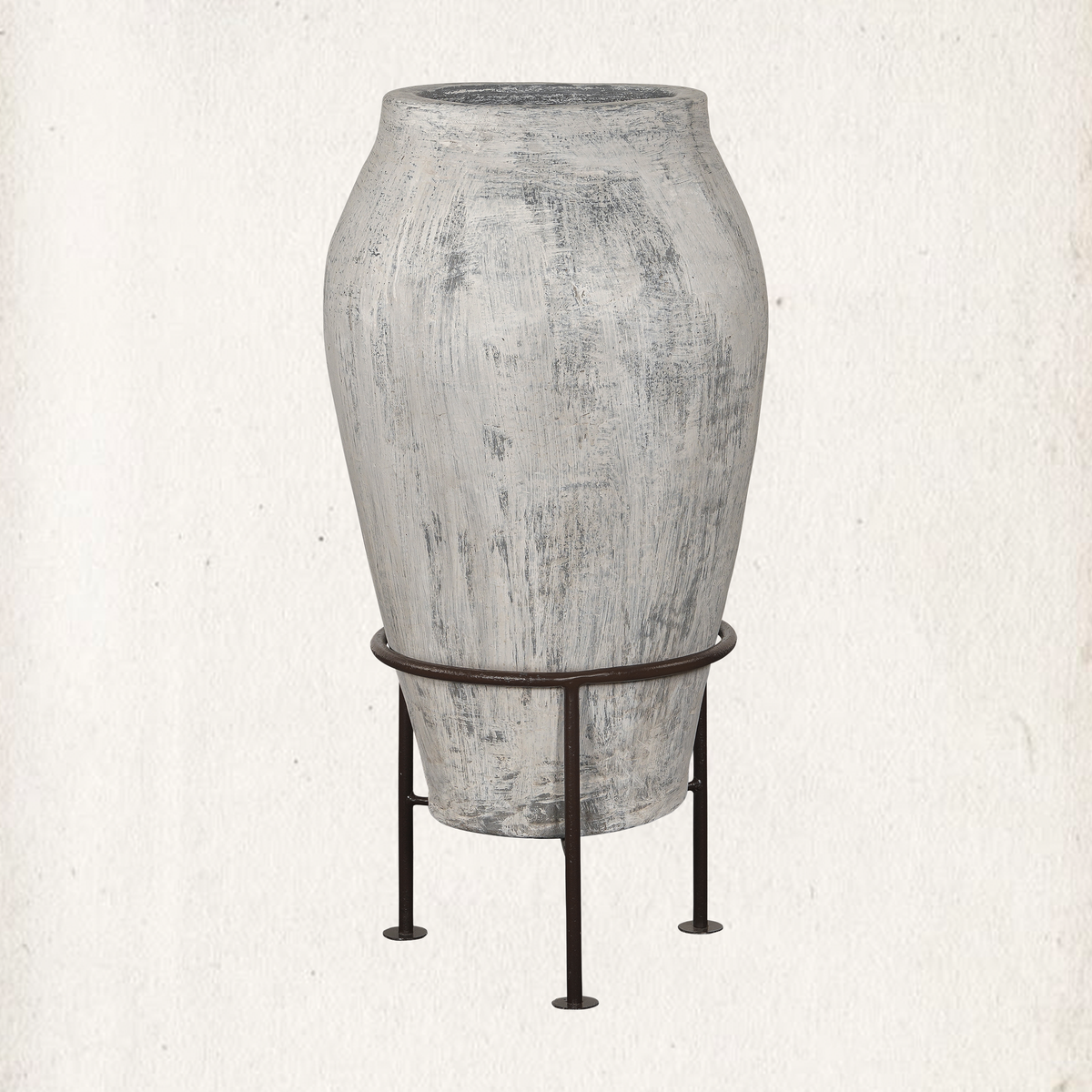 Vintage Tandoor Vessel on Iron Stand