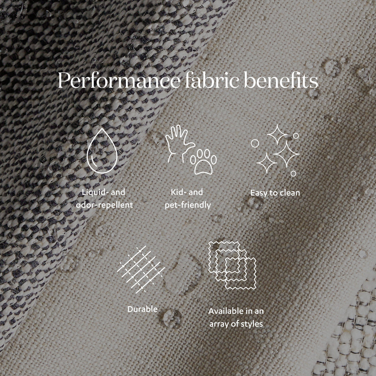 Close-up of Sierra Slipcovered Dining Chair fabric highlighting durability and easy-clean features.