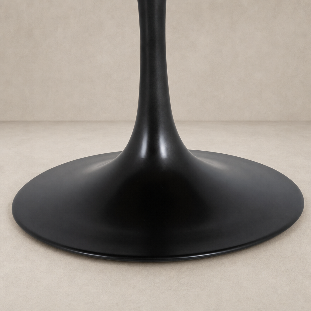 Elegant black base of Modena Dining Table showcasing a sleek, modern design.