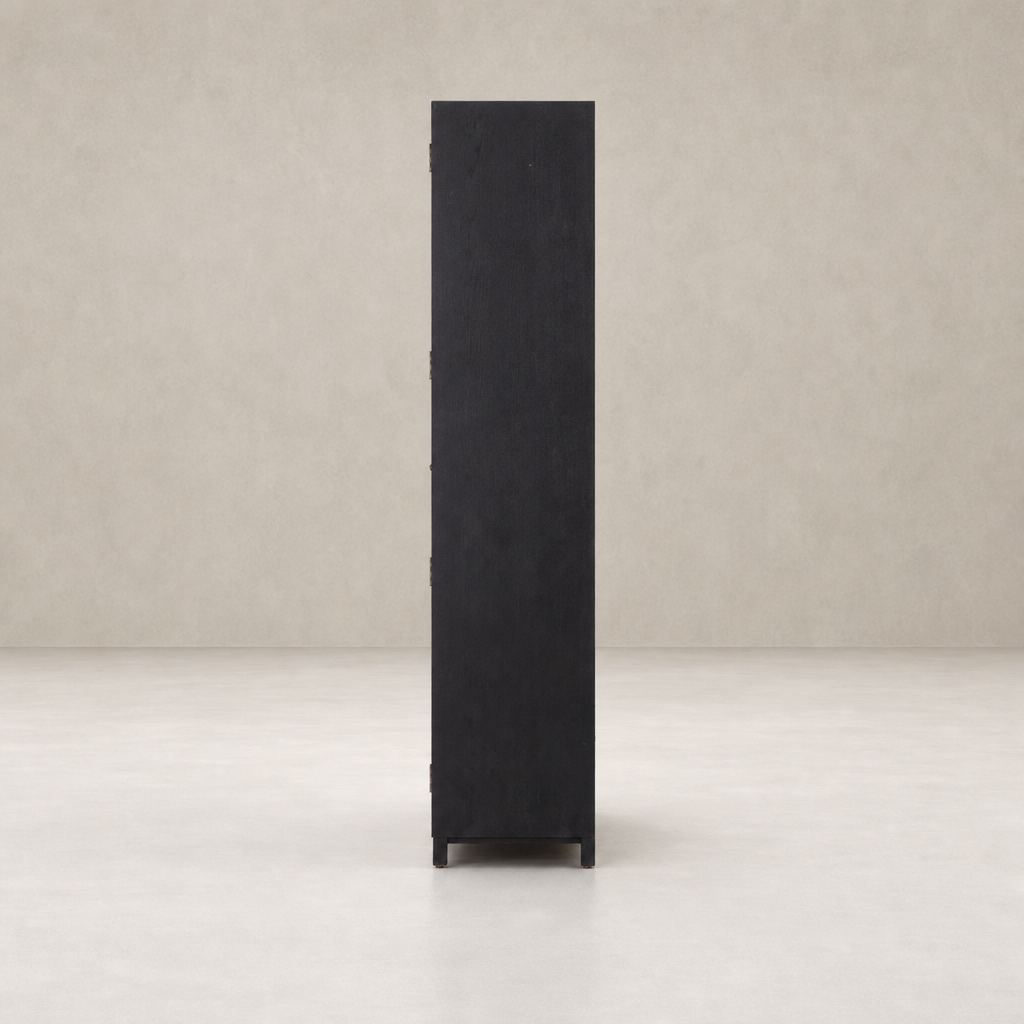 Kyra Cabinet featuring a sleek black finish and minimalist design.