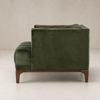 Sapphire Olive Murano Chair featuring plush upholstery and sleek wooden legs.