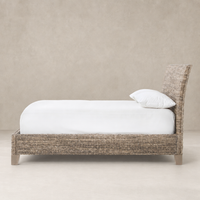 Grey Wash Mango leaf bed featuring a textured woven design and simple silhouette.