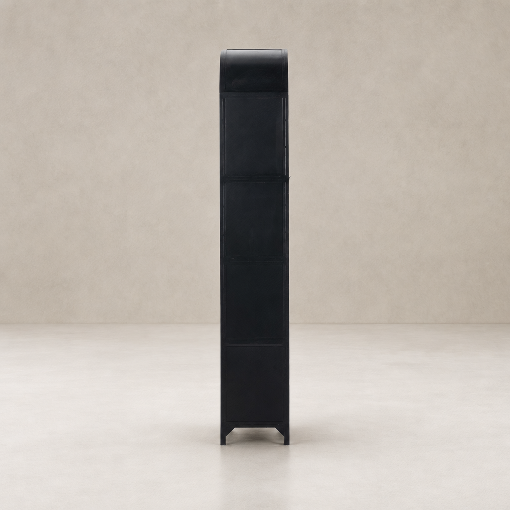 Kona Cabinet in sleek black with a modern, streamlined design and minimalistic features.
