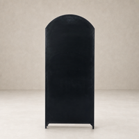 Sleek black Kona Cabinet with an arched top, ideal for modern interiors.