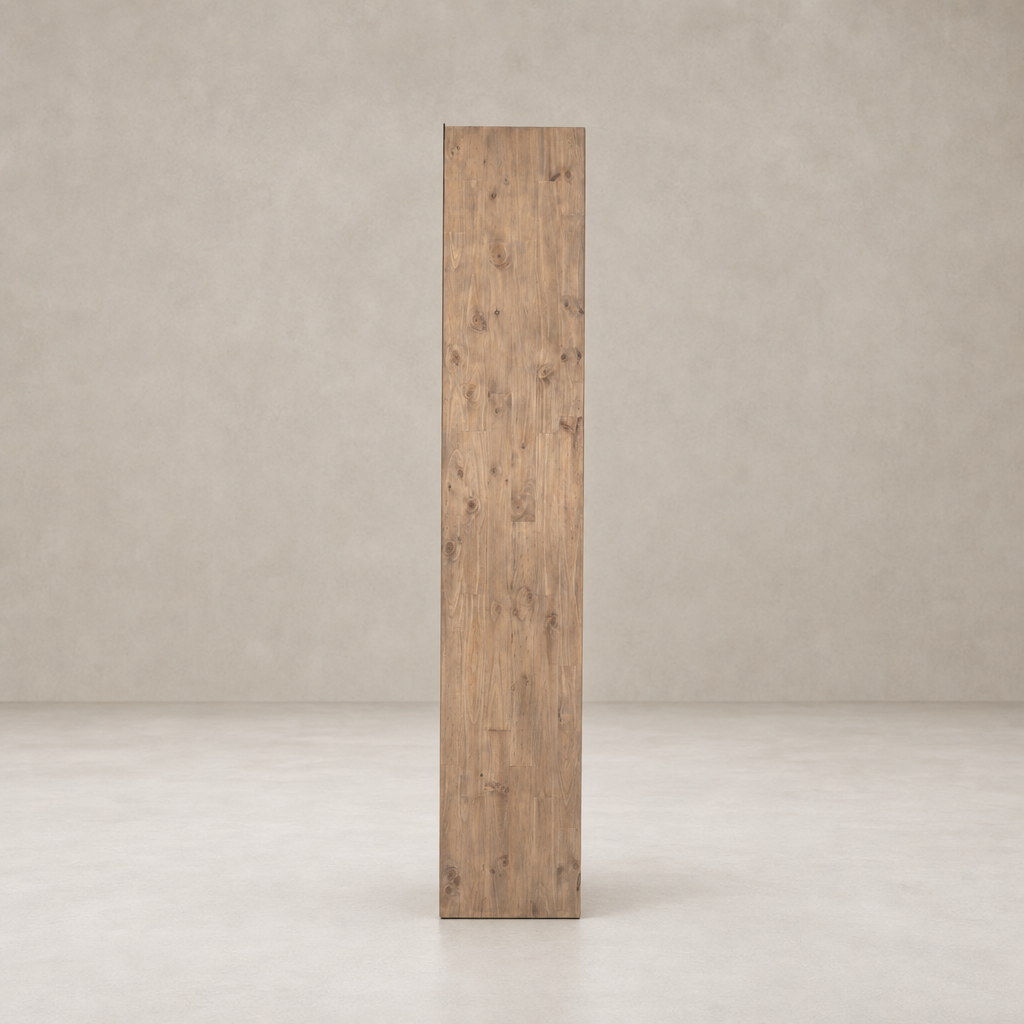 Tall Tahoe Bookshelf showcasing a rustic wood finish with natural grain patterns.