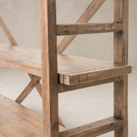 Camden Large Bookshelf featuring natural wood finish and sturdy X-frame design.